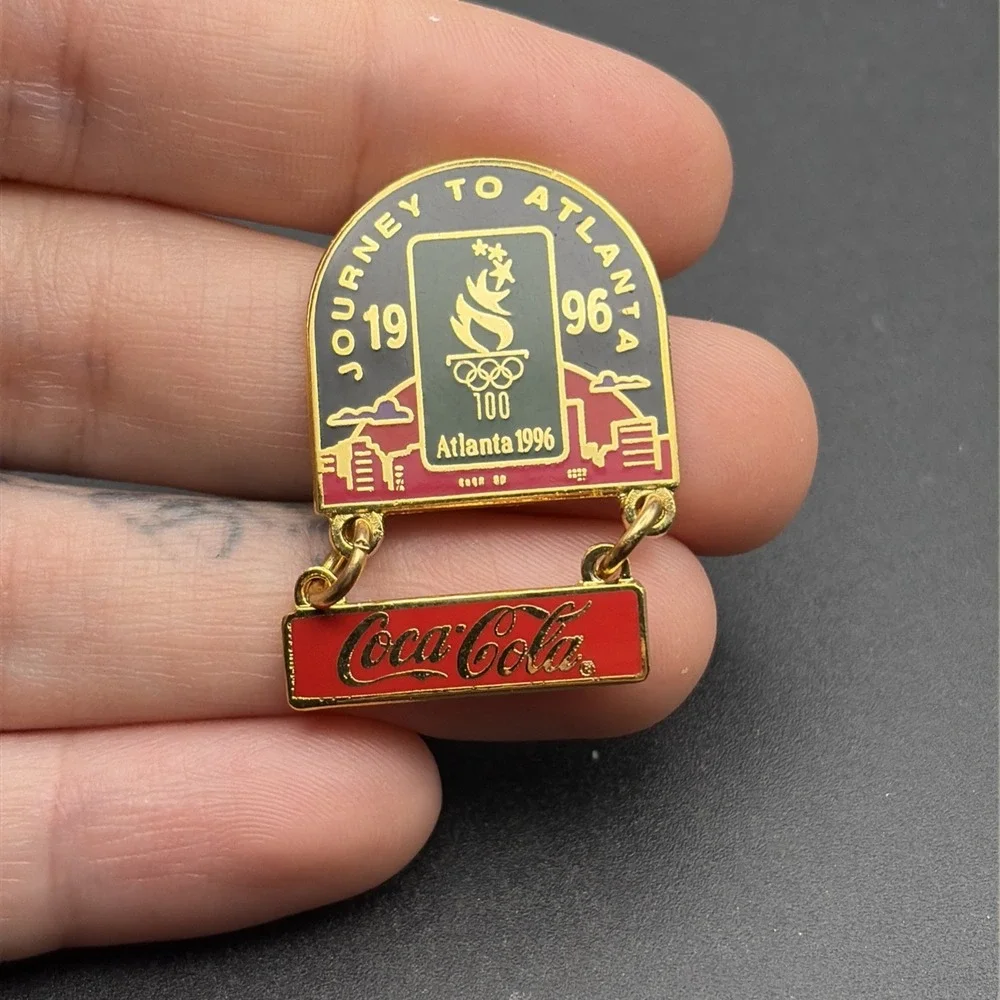 1996 Atlanta Olympic Coca Cola Coke‎ Journey To Atlanta Dangler Lapel Hat Pin